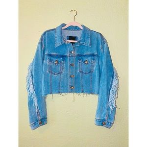 Forever 21 Cropped Fringe Denim Jacket